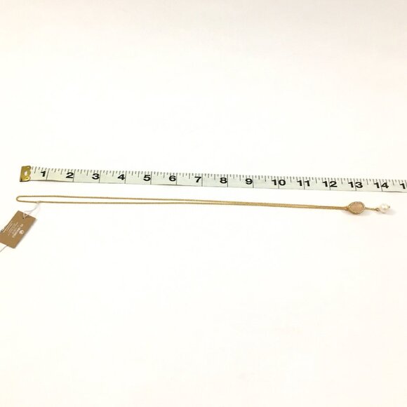 NEW! J. CREW Gold-plated stone and freshwater pearl drop necklace Dark Mauve - Picture 2 of 6